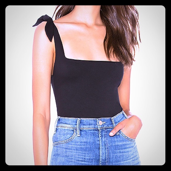 Free People Tops - Free people black tie shoulder body suit